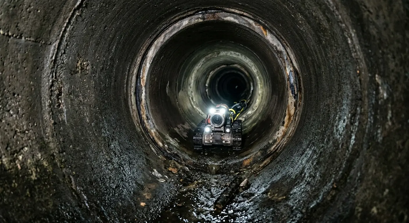 Robotic sewer camera inspecting pipe interior for Drain Snake Service in Sheldon