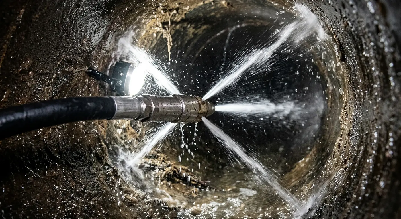High-pressure hydro jetting nozzle cleaning sewer pipe for Storm Drain Cleaning in Sheldon
